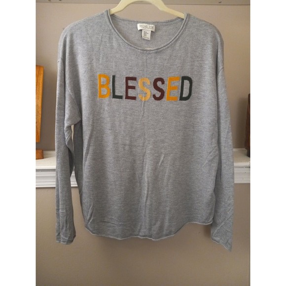 Rachel Zoe Womens Grey Blessed Woven In Long Sleeve Sweater Size Xl - Picture 1 of 9